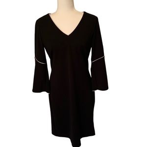 SHARAGANO Black Sheath Dress Bell Sleeves Size 6